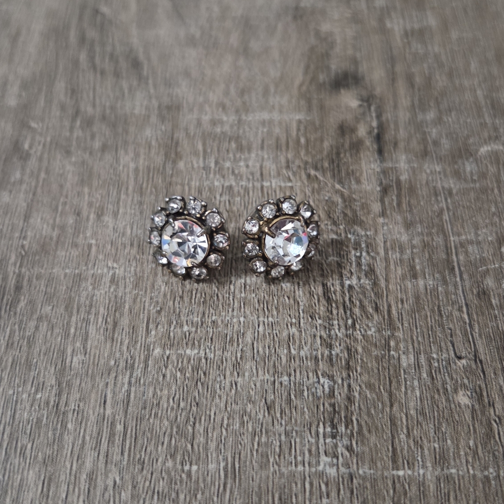 Elegant Silver Crystal Stud Earrings